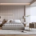 Modern Bedroom Interior With Platform Bed Open Wardrobe And Large Window Blinds 3d model