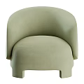 Modern Minimalist Light Green Accent Chair With Curved Armrests And Velvet Fabric
