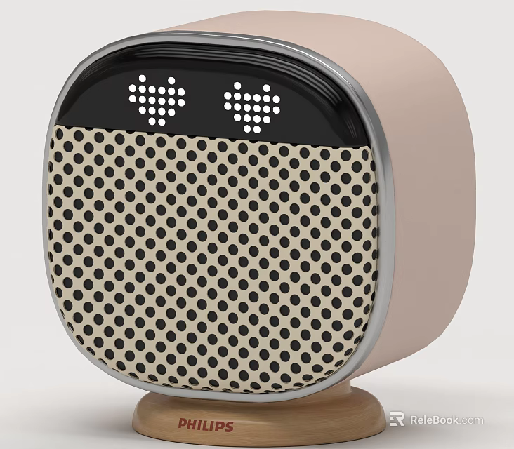 Modern Square Beige Black Bluetooth Speaker with Dot Grid and Heart Shaped Lights 3d model 