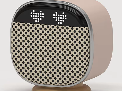 Modern Square Beige Black Bluetooth Speaker with Dot Grid and Heart Shaped Lights 3d model