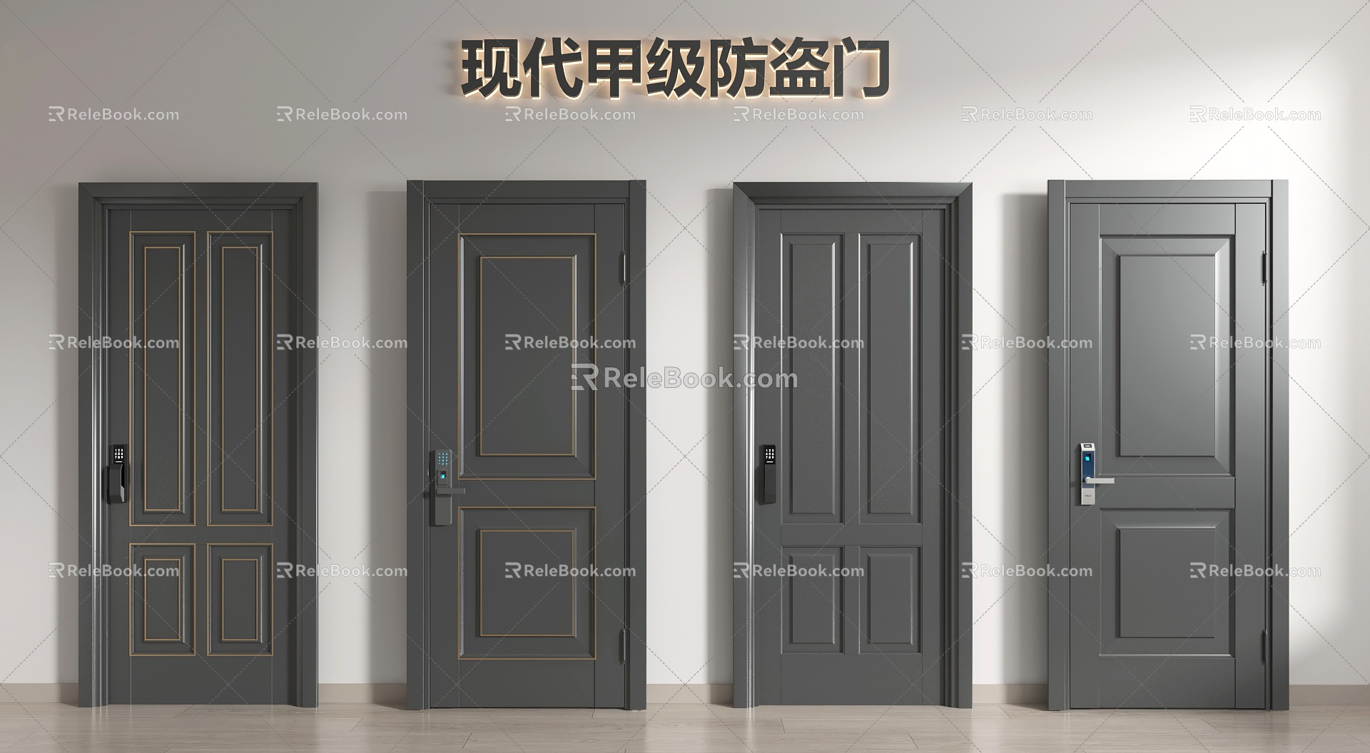 Modern Paint Security Door Steel Entry Door Class A Security Door Swing Door 3d model