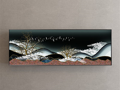 New Chinese Landscape Painting Gold and Silver Living Room Jingshan Decorative Painting model