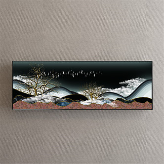 New Chinese Landscape Painting Gold and Silver Living Room Jingshan Decorative Painting 3d model