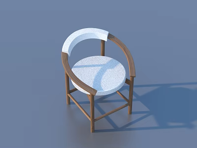 Modern Minimalist Single Chair With White Seat Backrest And Wooden Armrests In Indoor Setting 3d model