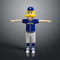 Friendly Cartoon Brewers Mascot With Blue Cap Yellow Mustache Jersey And Gray Shorts Arms Outstretched