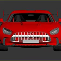Red Mercedes AMG Sports Car with Rear Spoiler and Sleek Body Design