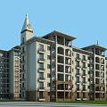 Aerial View Planning of Architectural Complex With Greenery and Roads