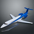 Blue And White Airplane Model With Two Blue Engines White Wings And Gray Background