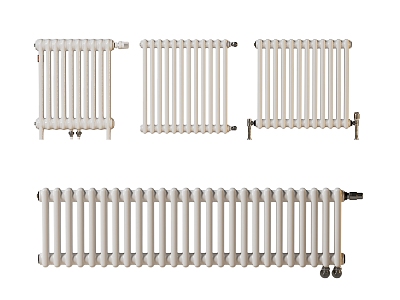 White Cast Iron Heating Pipe Nordic White Radiator Heater 3d model