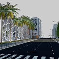 Cartoon City Aerial View With White Buildings Green Lawns Trees And Roads