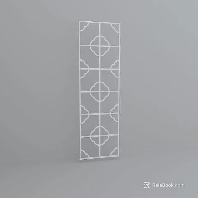 Modern Tech Exhibition Hall Interior Featuring White Geometric Pattern Decorative Screen 3d model 
