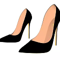 Stylish Black High Heels With Yellow Heels And Orange Inner Pointed Toe Design