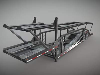 Heavy Duty Car Hauler Utility Vehicle With Multi Level Ramp And Metal Frame Structure 3d model