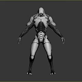 Sci Fi Character Creature With Mechanical Armor Clawed Feet And Futuristic White Black Design