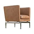 Light Gray Fabric Leisure Chair with Armrests and Metal Legs Modern Design