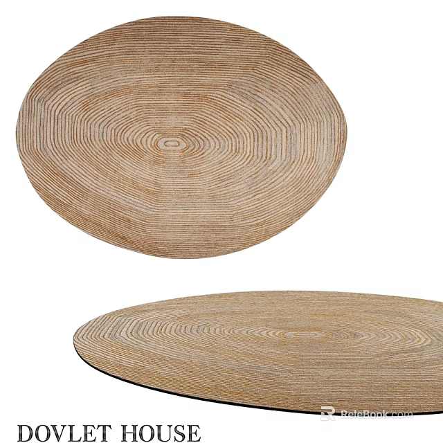 Woven Light Brown Square Rug With Tree Ring Pattern For Home Living Room Decor 3d model 