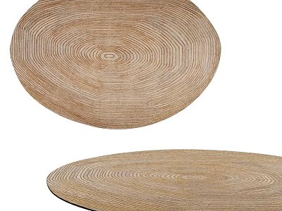 Woven Light Brown Square Rug With Tree Ring Pattern For Home Living Room Decor 3d model
