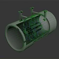 Industrial Metallic Pipe Fitting With Shiny Chrome Surface And Flange Brackets