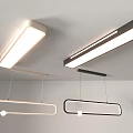 Modern Linear Pendant Lights Featuring Sleek Rectangular Design In Black White Beige 3d model