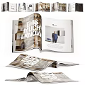 Open Magazines Featuring Interior Design Lifestyle Photos On Multiple Pages 3d model