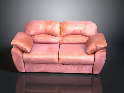 Pink Two Seater Sofa Furniture Design With Soft Cushions And Armrests 3d model