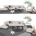 Modern Sofa Coffee Table Combination Leisure Chair Carpet Corner Sofa 3d model