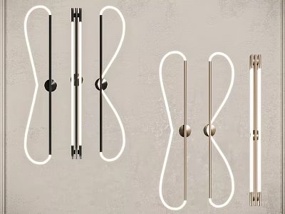 Modern Curved Line Wall Lamps With Black Gold White Metal Finish Design 3d model