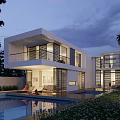 Modern Detached Villa With Swimming Pool Greenery And Floor To Ceiling Windows