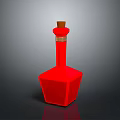 Woman Holding Red Bottle With Wooden Cork On Black Background Surface