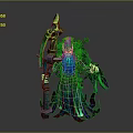 Game And Movie Character With Glowing Green Purple Accents Ornate Robe Tentacle Arms And Spear