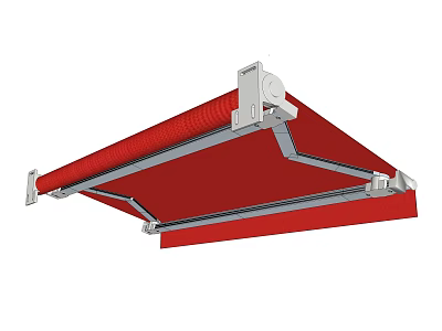 Durable Red Retractable Awning With Metal Frame For Outdoor Use 3d model