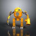 Yellow Mechanical Robot 3D Model With Detailed Arms And Reflective Surface 3d model