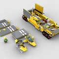 Yellow Building Block Truck with Open Cargo Compartment Small Airplane Platforms and Mini Figure