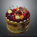 Delicious Fruit Cake Decorated With Fresh Berries Figs Lemon Slices And Layered With Colorful Fruit