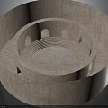 Stone Circular Building With Multi Layered Design Interior Steps And Arched Openings 3d model