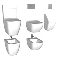Modern White Ceramic Toilet Designs With Different Styles And Clean Lines 3d model