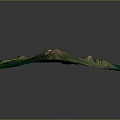 Realistic 3D Terrain Featuring Crater Lake Green Mountains and Volcanic Cone