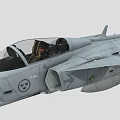 Gray Fighter Jet With Pilot In Cockpit Tail Number 708 Military Insignia And Underwing Payloads