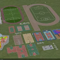 Various Outdoor Sports Facilities Layout Including Track Field Football Court And Playground
