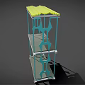 Modern Display Shelf With Teal Frame Yellow Top And Gray Multi Tier Shelves