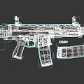 Detailed Modern Tactical Rifle With Magazine And Bullets On Gray
