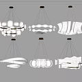 Modern Hanging Chandeliers With Unique White Shapes And Creative Design 3d model