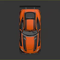 Orange Mercedes AMG Racing Car With Black Stripes And Large Rear Spoiler