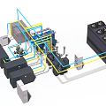 Industrial Equipment System With Pipes Compressors Cooling Units And Control Panels