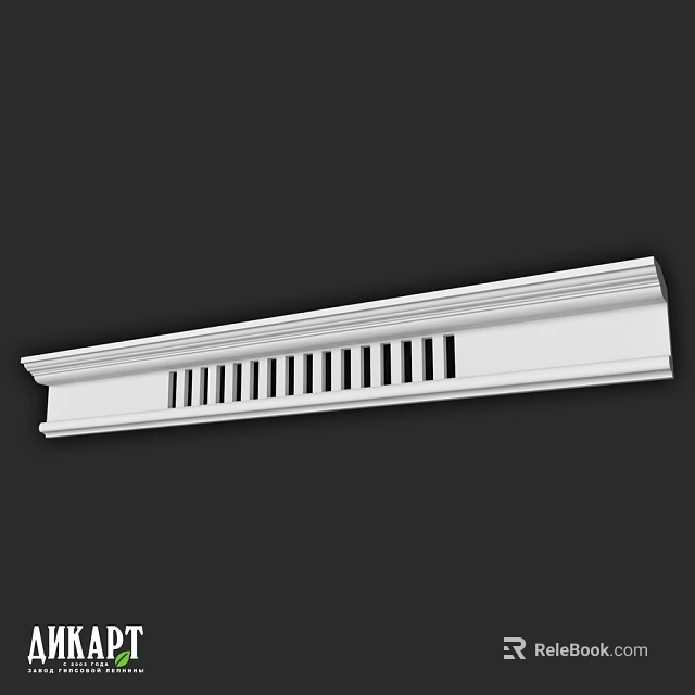 White Decorative Architectural Component With Carved Linear Pattern And Hollowed Details 3d model 