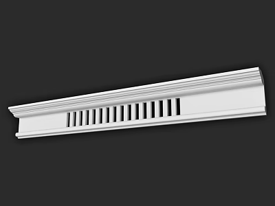 White Decorative Architectural Component With Carved Linear Pattern And Hollowed Details 3d model