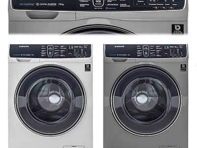 Samsung Modern Front Load Washing Machine With Stainless Steel Finish And Digital Control Panel 3d model