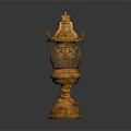 Golden Traditional Ornament Decoration Set With Intricate Carved Patterns And Multi Layered Hollow Design