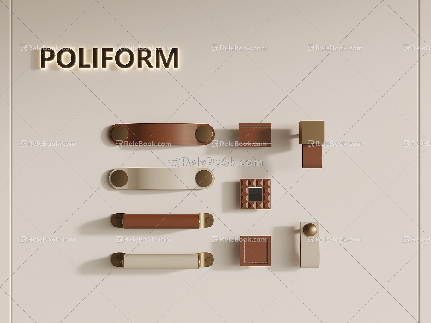 Simple style leather handle 3d model