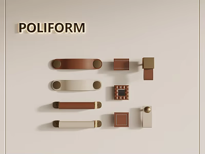 Poliform Modern Handles With Various Shapes And Beige Brown Colors For Home Cabinets 3d model